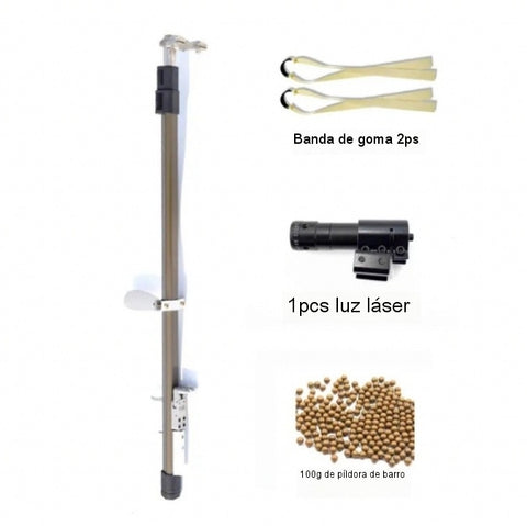 VARILLA AJUSTABLE PROFESIONAL PARA CAZA Y PESCA TIRACHINAS TELESCÓPICO PUNTERO LASER + 100G BOLAS DE BARRO